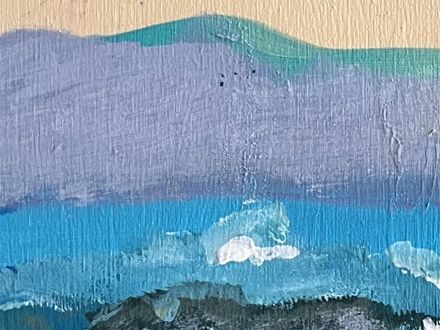 Bird reflections 12 x 12 on wood panel  SOLD
