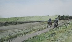 Fietsen op de dijk