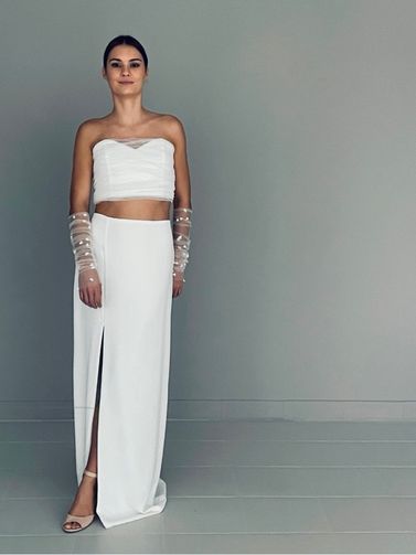 Jasmin Blommaert corset top tulle rok split