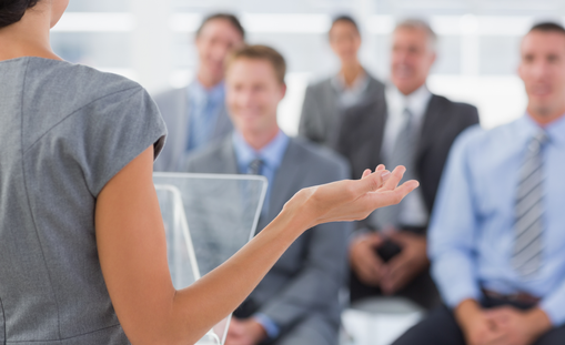 Businesswoman doing conference presentation in meeting room