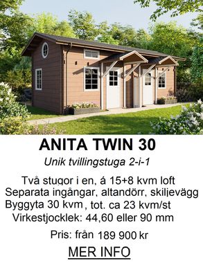 2-delad stuga 30 kvm (klicka för mer info)
