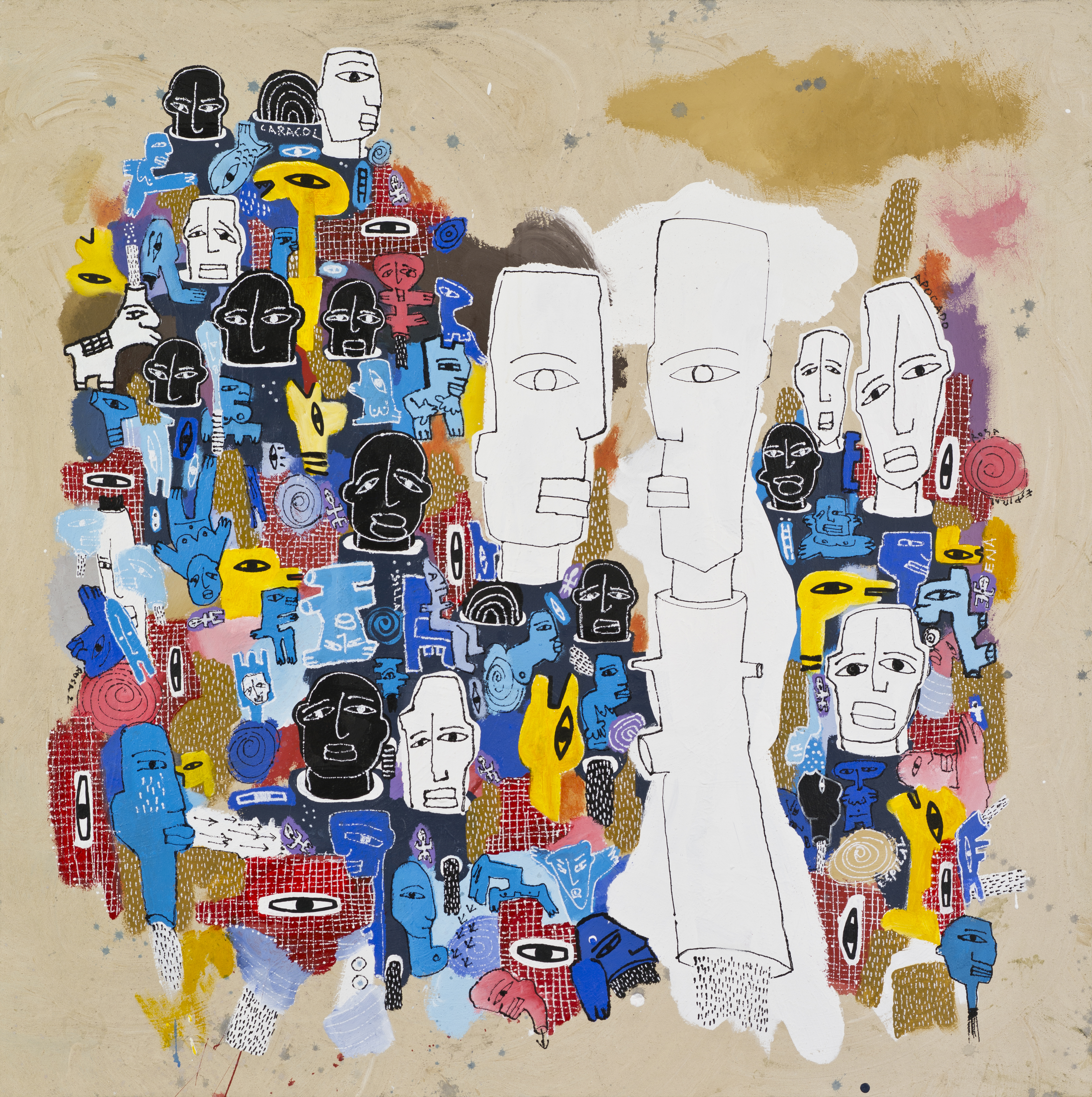 Coral Doble, mixta sobre tabla enterada, 150x150 cm,. Autor Joaquín Barón