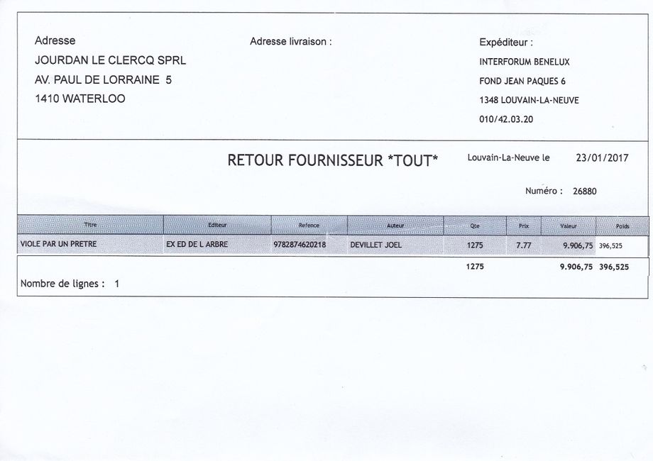 le stock des livres 