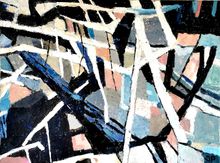 Abstrakt blå Skovbund, 60 x 80