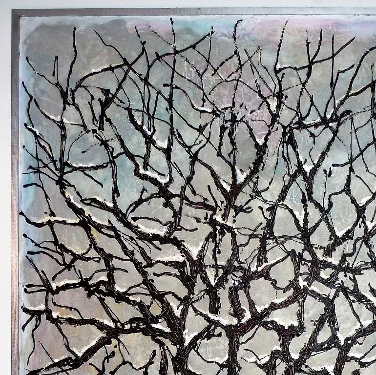 'Apple device' 2016. Acryl på plade 122x122 cm