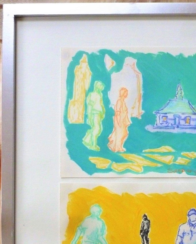 N.Y. 2003. 2 tegninger i ramme 40*50 cm