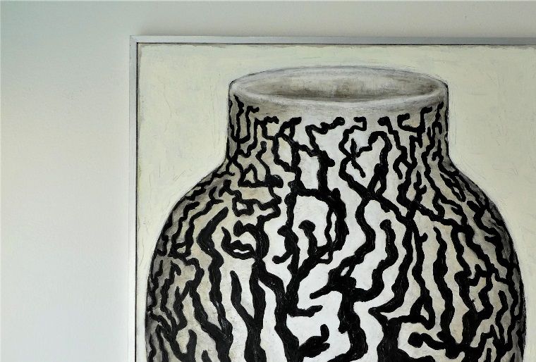 'Labyrintkrukke' 2018. Acryl på lærred 120x90 cm