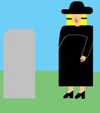 Harley Quinn, pregnant, at Joker's grave