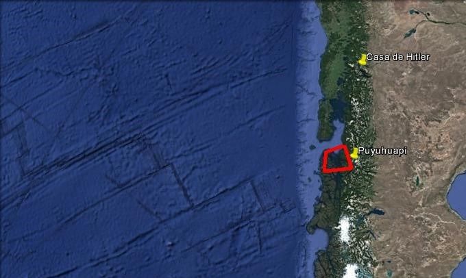 Los lugares de desembarco en las Costas Argentinas y de la Chilenas, y la ubicación de la casa en Inalco, Patagonia Argentina