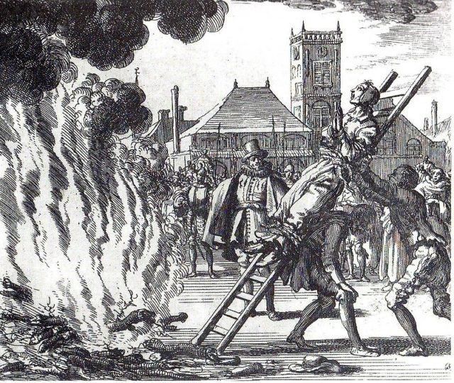 Anneken Hendriks Es condenada a la hoguera por herejia en el siglo XVI.