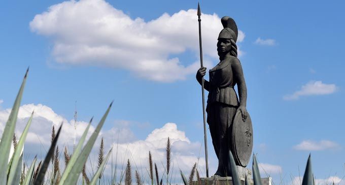 La efigie de Minerva (Atenea), en la Ciudad de Guadalajara, Jalisco, México