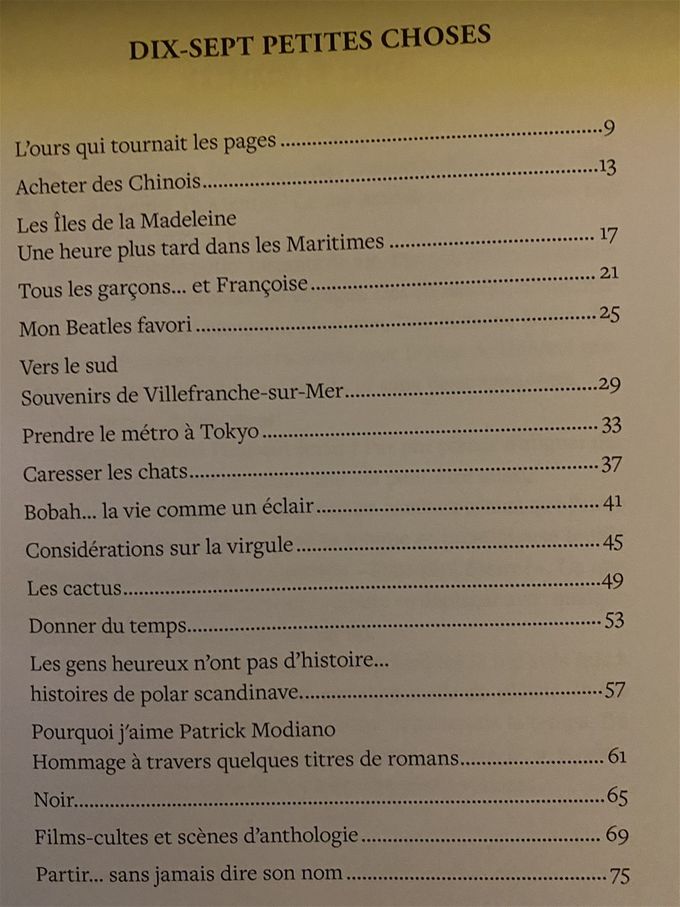 DIX-SEPT PETITES CHOSES