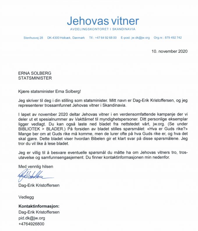 jehovas vidners brev kampagne nov. 2020