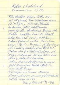Kalas i Kalvlund 1910 förteckning av personer