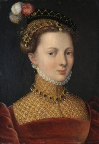 ab. 1545-1550 Unknown artist, probably Corneille de Lyon - Portrait of a lady, probably Philippine Welser  (Veste Coburg Castle)