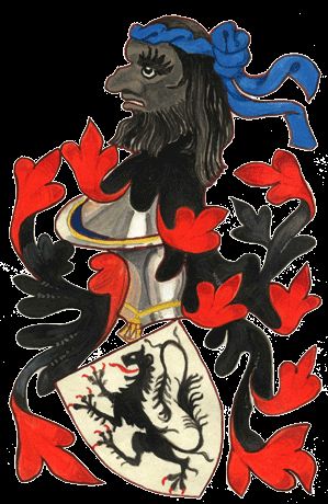 Sir Miles Stapleton – lllustration by P. Page After the Garter Stall Plate – A Soldan's Head Sable a Torse Azure About the Brow
