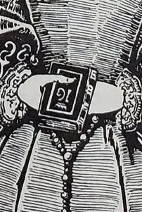 Lady Jane Grey – Sketch of the Norris Portrait by Herbert Norris (detail showing prayer book)