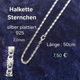 Halskette Sternchen versilbert 50cm