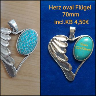 Herz oval Flügel  3x