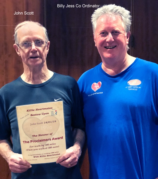 John Scott Receives his Certificate from Billy Jess  Heartmates Co Ordinator
