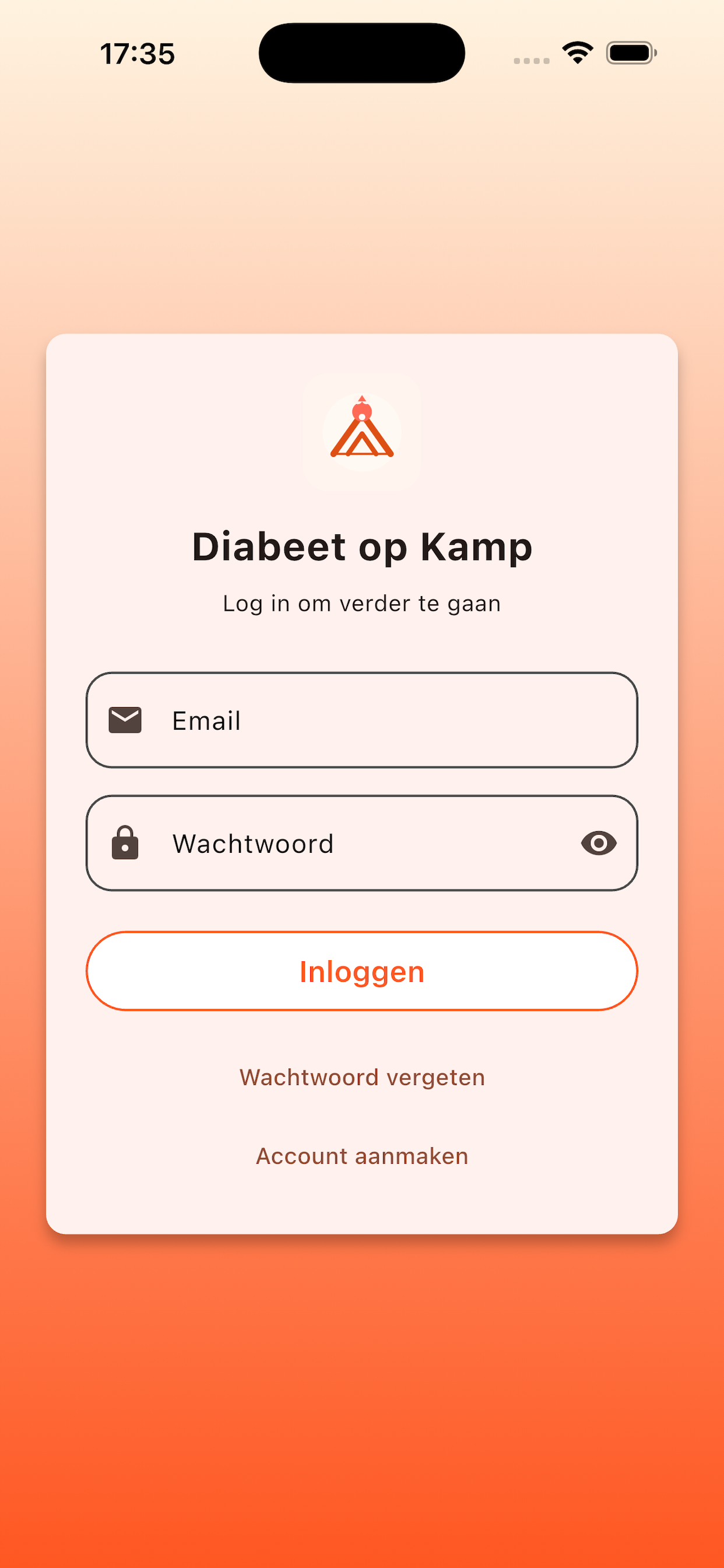 Login screen