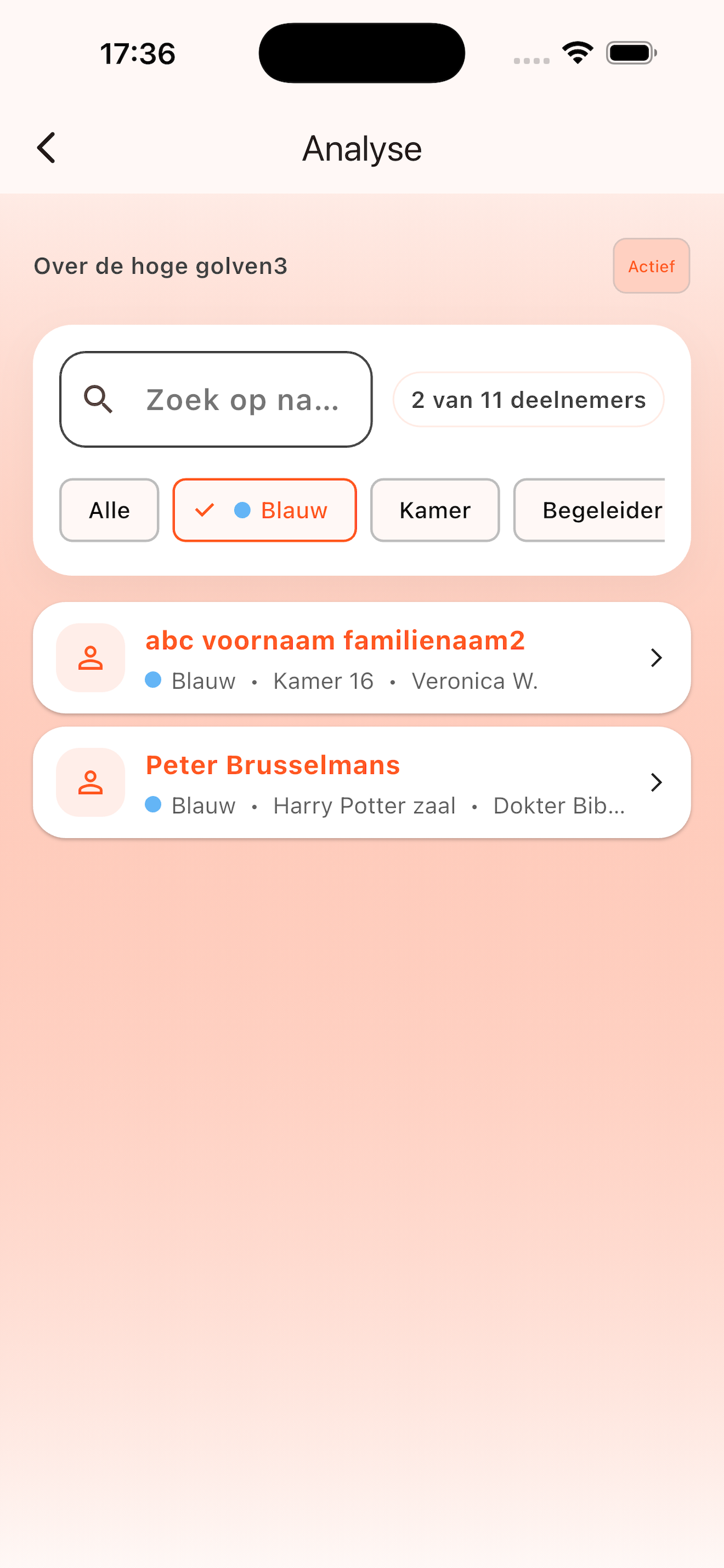 Analyse per deelnemer