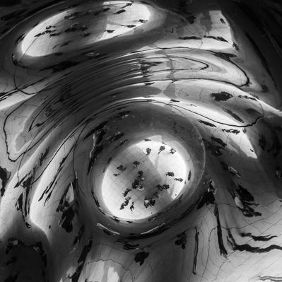 Inifrån The Bean i The Millennium Park
