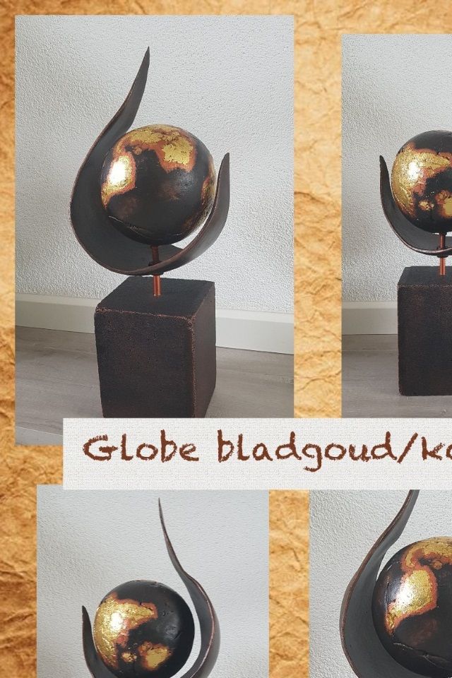 Globe met bladgoud belegd en kopertinten geschilderd - 2019