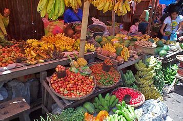 At the food and flower market