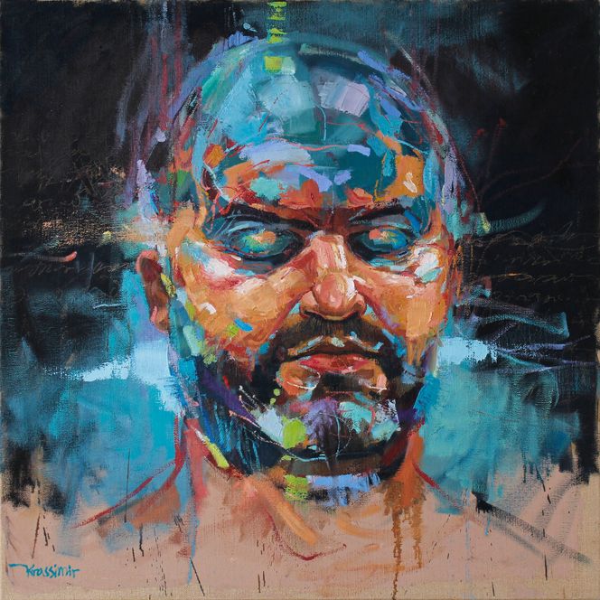 Selbsportrait, Öl auf Leinwand, 110x110 cm
