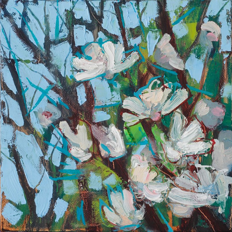 Frühlingsblüten 1 , Öl auf Leinwand 20x20 cm, 2017