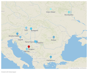 Sarajevo auf der Europakarte