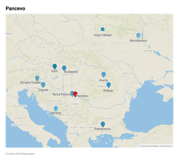 Pancevo auf der Europakarte