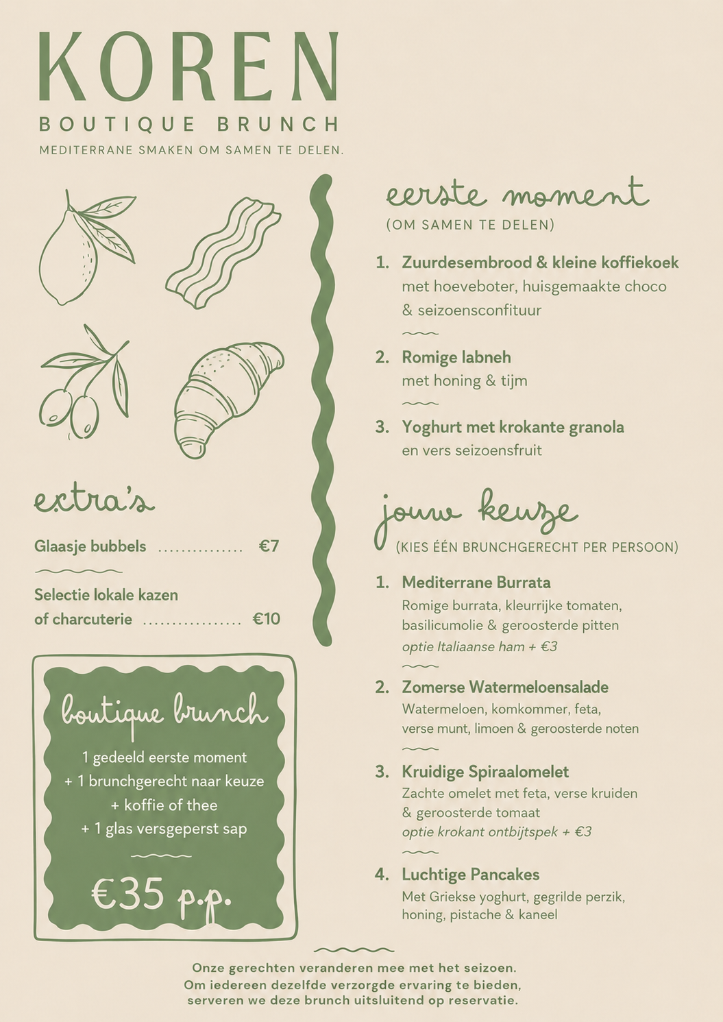 brunch op zaterdag voor koppels, vrienden, familie of als verrassing.
