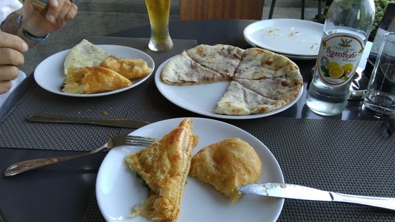 Lobiani and pies at Puri Guliani restaurant at the Funicular complex