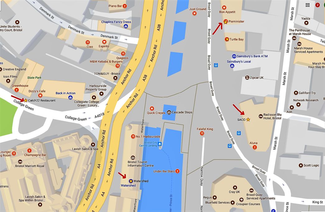Watershed and SACO Apartments on the map.