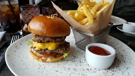 A yummy burger served at Fulton Market, downtown.