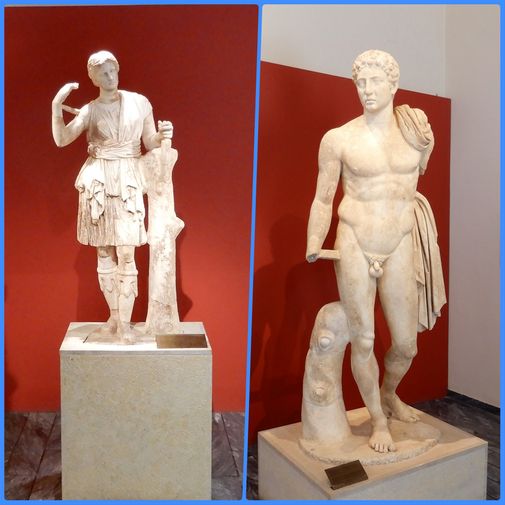 “Artemis Laphria”: found in 1989, it is the best preserved by a series of copies of the Antonine era, which depicts Artemis as it pulls the arrow from the quiver to shoot with a bow that holds on her left hand (left). 