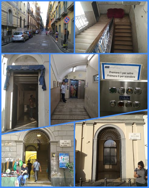 The elevator and the stairs taking you from Via Chiaia (just under the Ponte di Chiaia) to Pallometto.