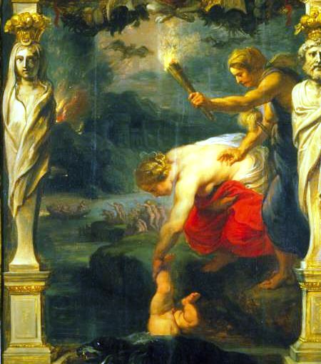 Rubens. Αchilles dipped into river Styx by his mother Thetis.