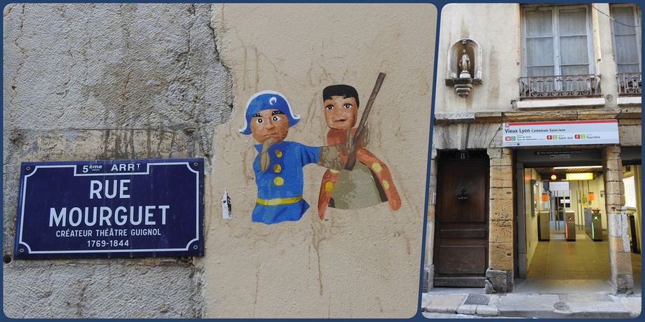 Rue Mourguet and the entrance to the funicular/metro station.