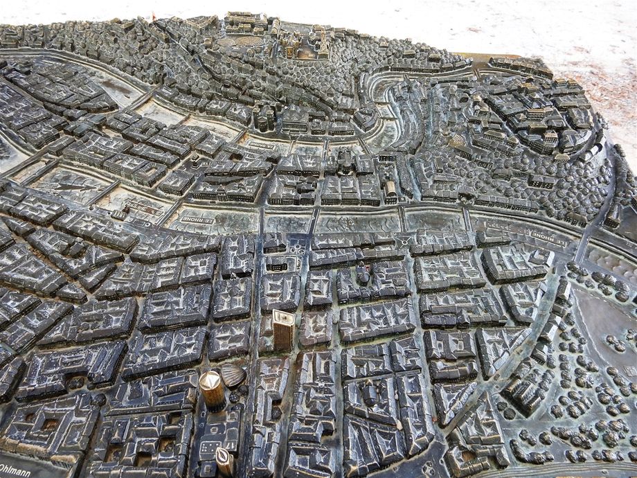 A model of Modern Lyon placed at the grounds outside Basilique Notre Dame de Fourvière. Fourvière Hill is at the middle top of the picture. This is where everything began.