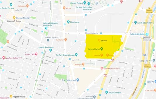 Location of Sarona Market.