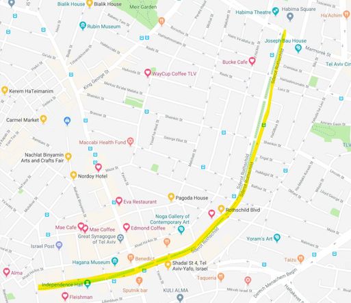 Rothschild Boulevard on the map.