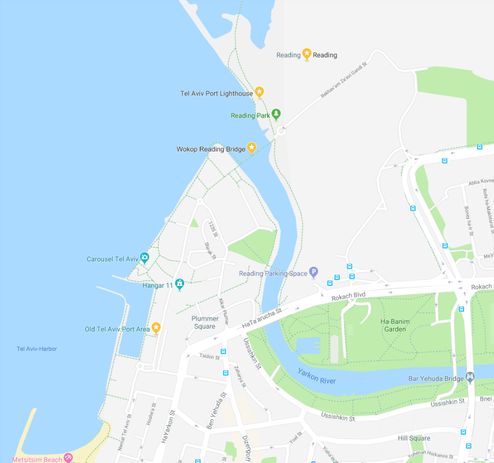 Old Tel Aviv Port, Reading Power Station & the Reading Lighthouse on the map.