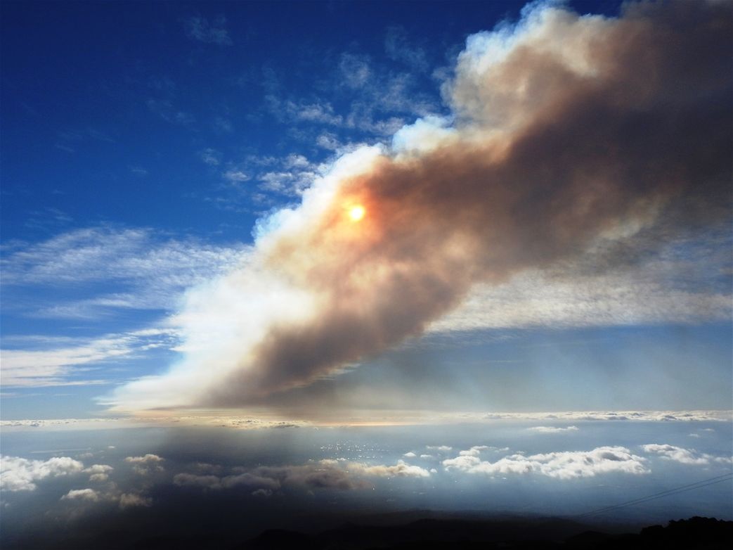 Smoke coming from Etna covers the sun.  Picture taken at 2500m.