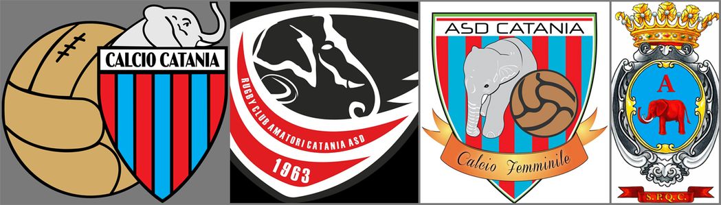 Liotru is the official symbol of the city of Catania (far right) and the mascot of local sports clubs.