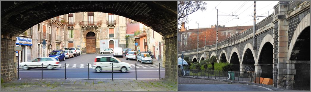 Today, the Archi della Marina support the train tracks and separate the city from the modern port.  Where the tracks stand today used to be the seafront back in the time the city of Catania built after the big earthquake.