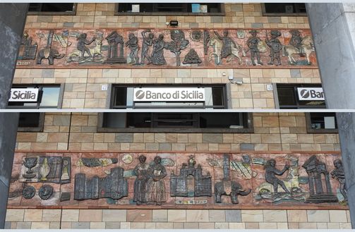 Hotel Mercure Catania Excelsior facade decorations.
