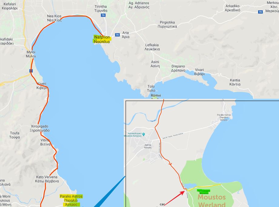 Location of Moustos Wetland on the map.